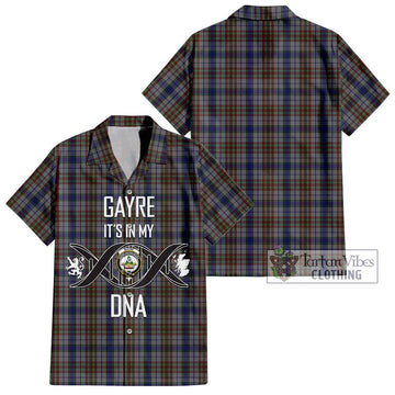 Gayre Hunting Tartan Short Sleeve Button Shirt with Family Crest DNA In Me Style