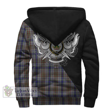 Gayre Hunting Tartan Sherpa Hoodie with Family Crest and Military Logo Style