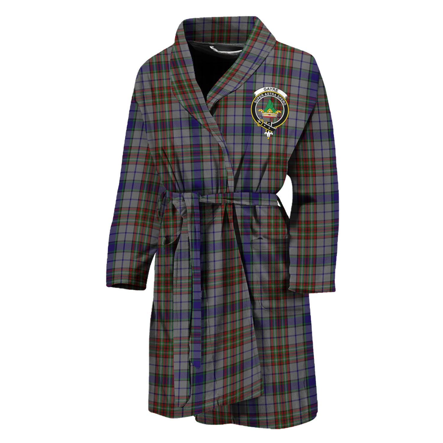 Gayre Hunting Tartan Bathrobe with Family Crest Unisex M - Tartan Vibes Clothing