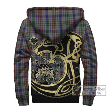 Gayre Hunting Tartan Sherpa Hoodie with Family Crest Celtic Wolf Style