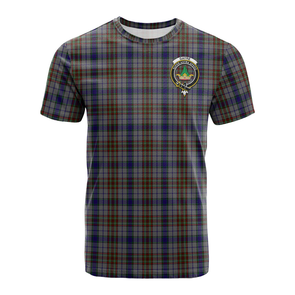 Gayre Hunting Tartan T-Shirt with Family Crest - Tartan Vibes Clothing