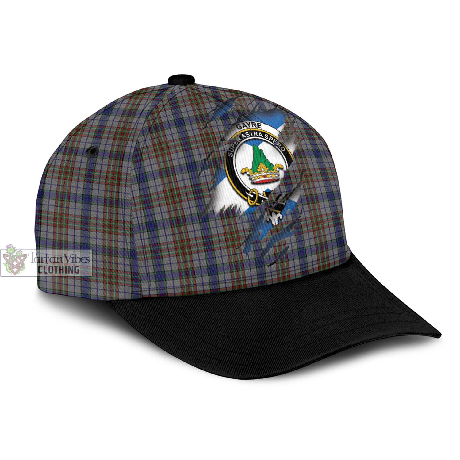 Tartan Vibes Clothing Gayre Hunting Tartan Classic Cap with Family Crest In Me Style