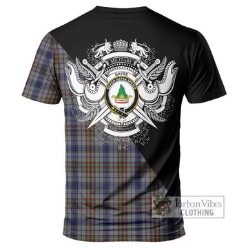 Gayre Hunting Tartan T-Shirt with Family Crest and Military Logo Style