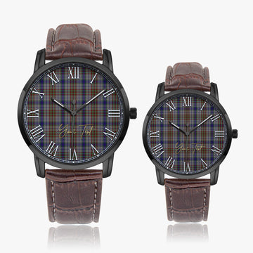 Gayre Hunting Tartan Personalized Your Text Leather Trap Quartz Watch