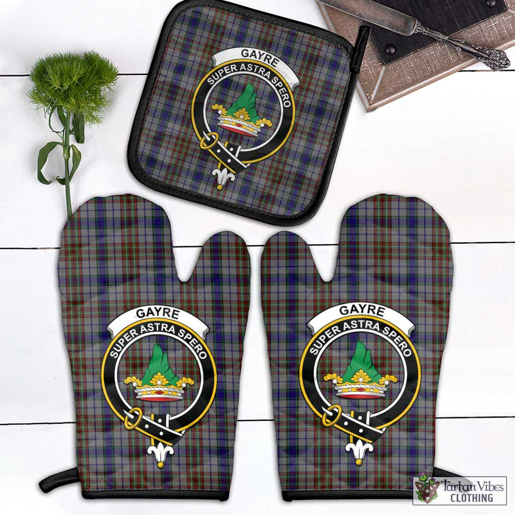 Gayre Hunting Tartan Combo Oven Mitt & Pot-Holder with Family Crest Combo 1 Oven Mitt & 1 Pot-Holder Black - Tartan Vibes Clothing