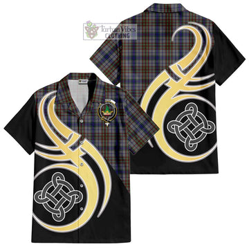 Gayre Hunting Tartan Short Sleeve Button Shirt with Family Crest and Celtic Symbol Style