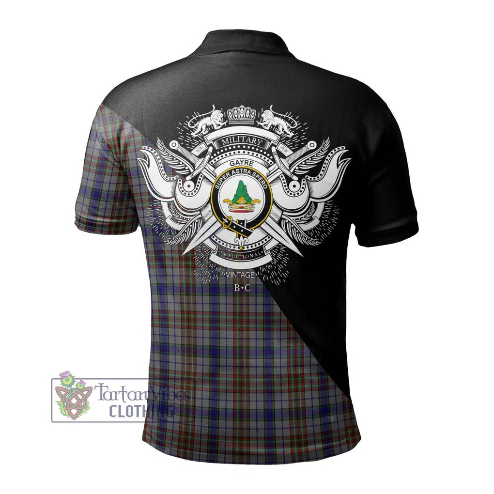 Gayre Hunting Tartan Polo Shirt with Family Crest and Military Logo Style - Tartanvibesclothing Shop