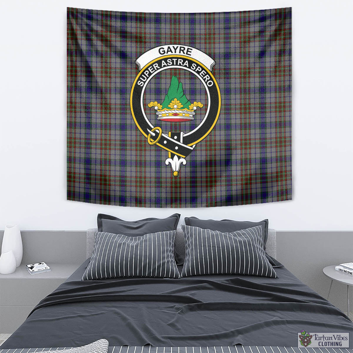 Tartan Vibes Clothing Gayre Hunting Tartan Tapestry Wall Hanging and Home Decor for Room with Family Crest