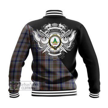 Gayre Hunting Tartan Baseball Jacket with Family Crest and Military Logo Style