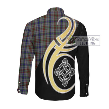 Gayre Hunting Tartan Long Sleeve Button Shirt with Family Crest and Celtic Symbol Style