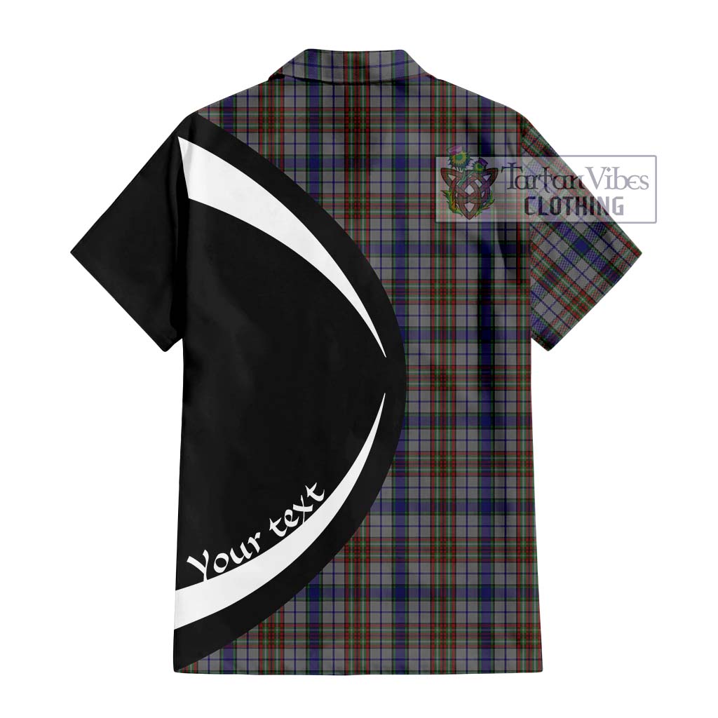 Gayre Hunting Tartan Short Sleeve Button Up with Family Crest Circle Style - Tartan Vibes Clothing