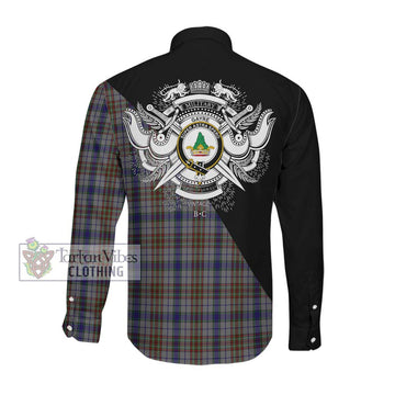 Gayre Hunting Tartan Long Sleeve Button Shirt with Family Crest and Military Logo Style