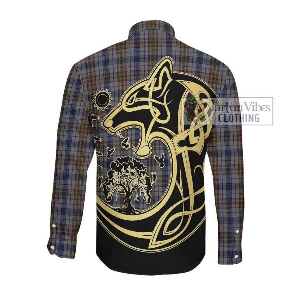 Gayre Hunting Tartan Long Sleeve Button Shirt with Family Crest Celtic Wolf Style Men's Shirt - Tartan Vibes Clothing