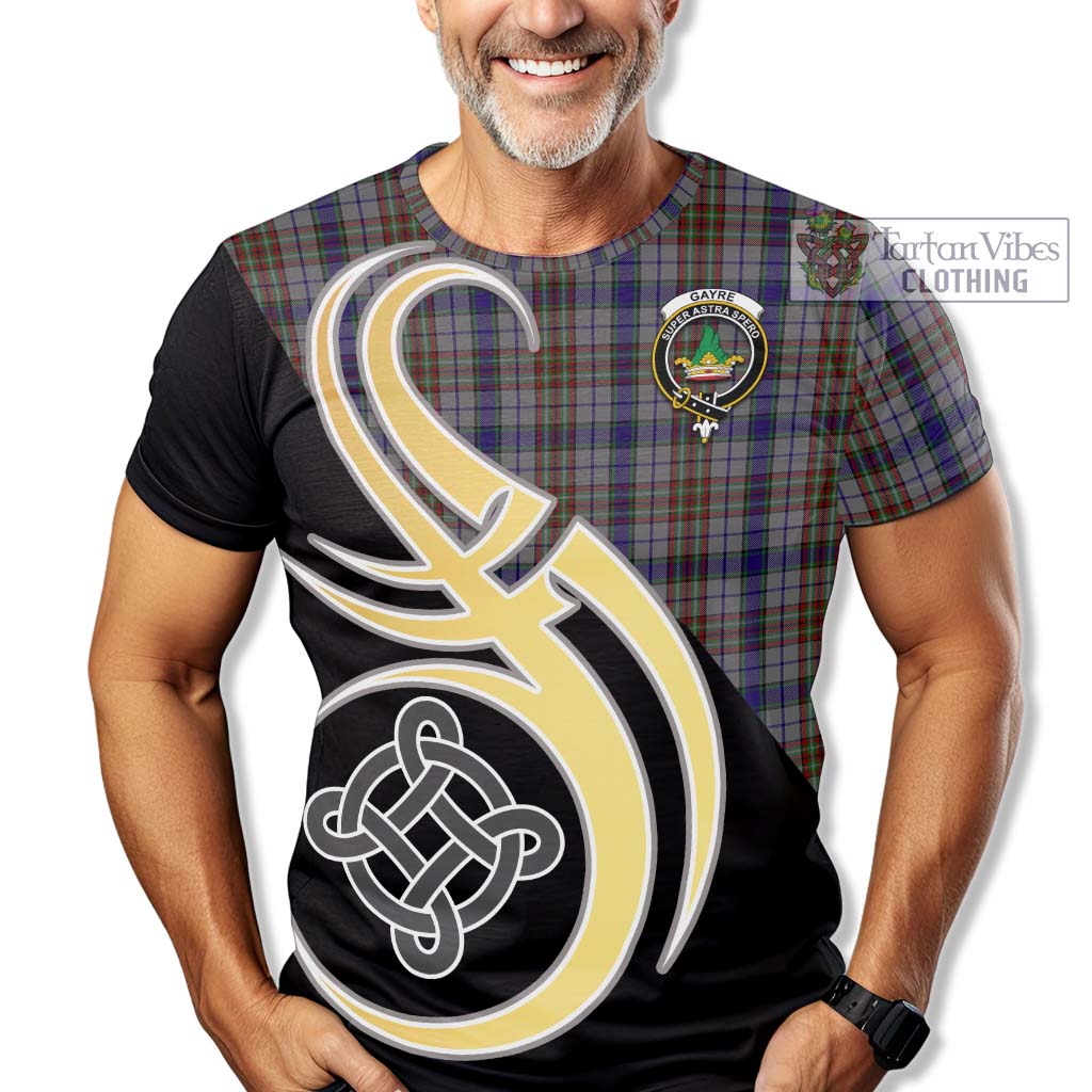 Tartan Vibes Clothing Gayre Hunting Tartan T-Shirt with Family Crest and Celtic Symbol Style