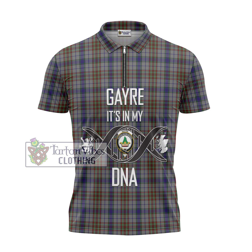 Gayre Hunting Tartan Zipper Polo Shirt with Family Crest DNA In Me Style - Tartanvibesclothing Shop