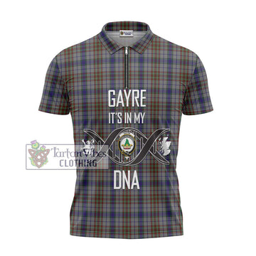 Gayre Hunting Tartan Zipper Polo Shirt with Family Crest DNA In Me Style