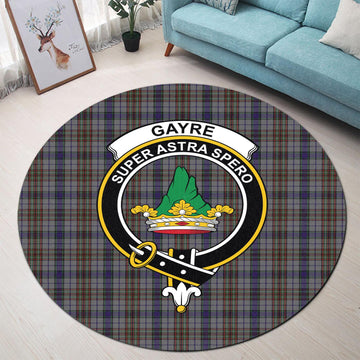 Gayre Hunting Tartan Round Rug with Family Crest