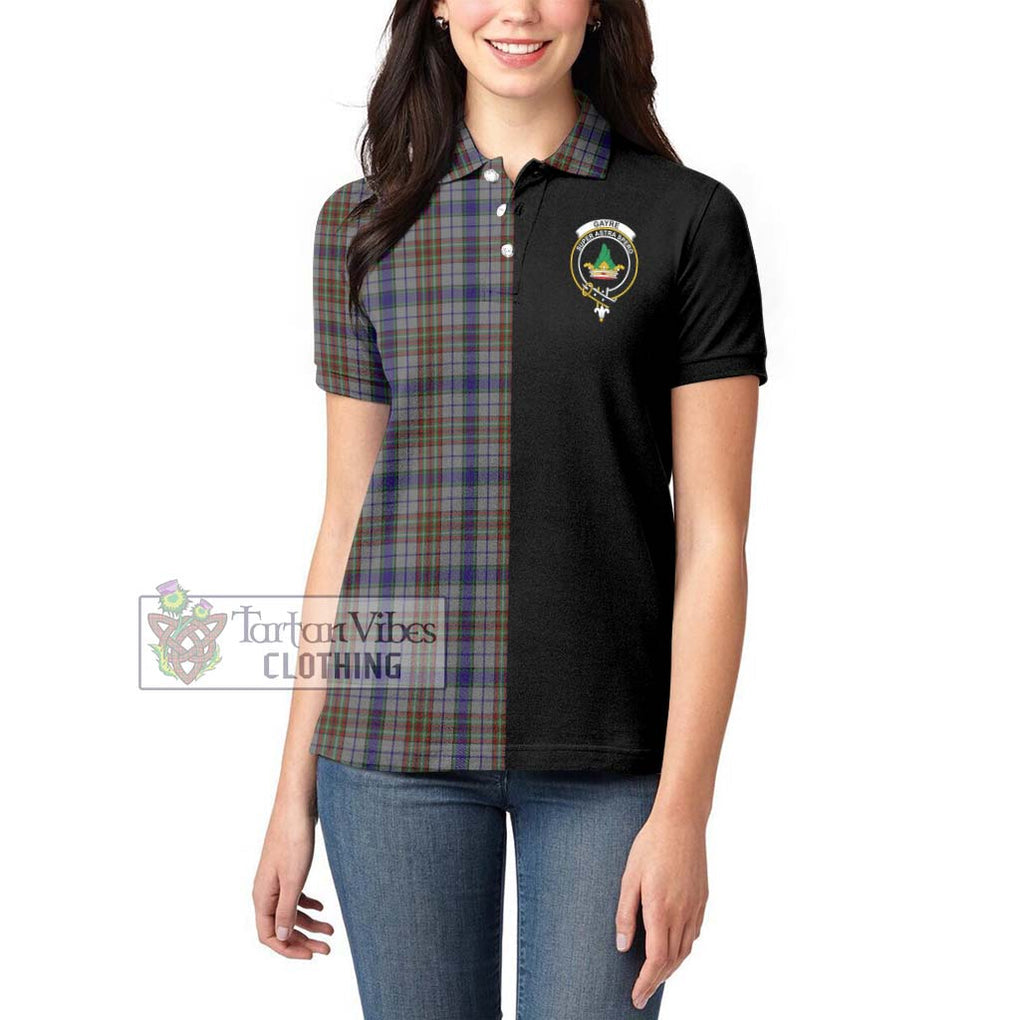 Gayre Hunting Tartan Women's Polo Shirt with Family Crest and Half Of Me Style - Tartanvibesclothing Shop