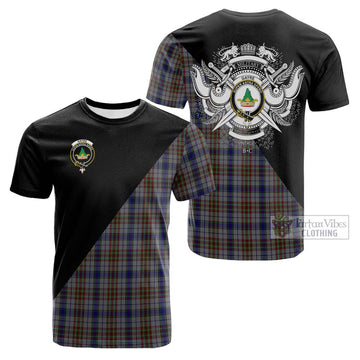 Gayre Hunting Tartan Cotton T-shirt with Family Crest and Military Logo Style