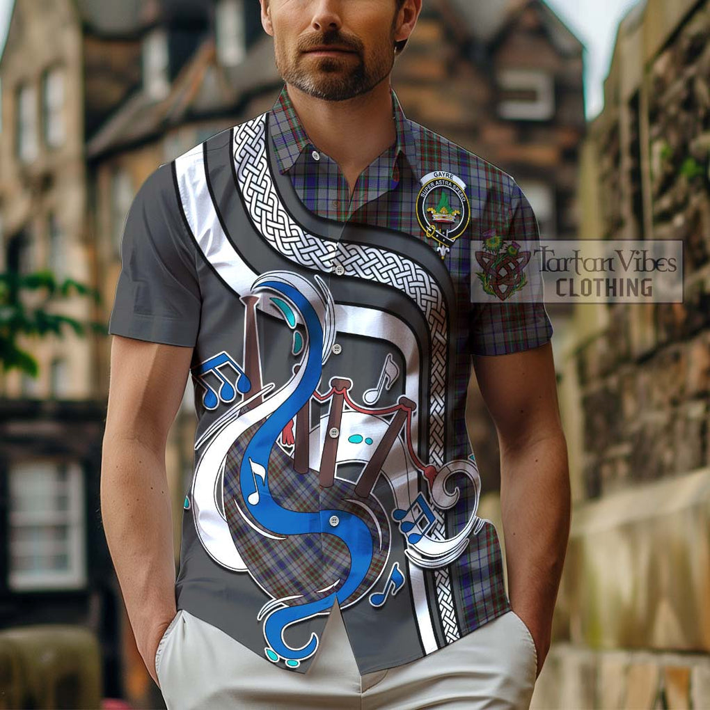 Gayre Hunting Tartan Short Sleeve Button Shirt with Epic Bagpipe Style - Tartanvibesclothing Shop