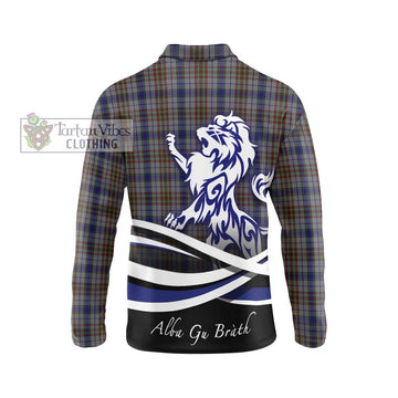 Gayre Hunting Tartan Long Sleeve Polo Shirt with Alba Gu Brath Regal Lion Emblem