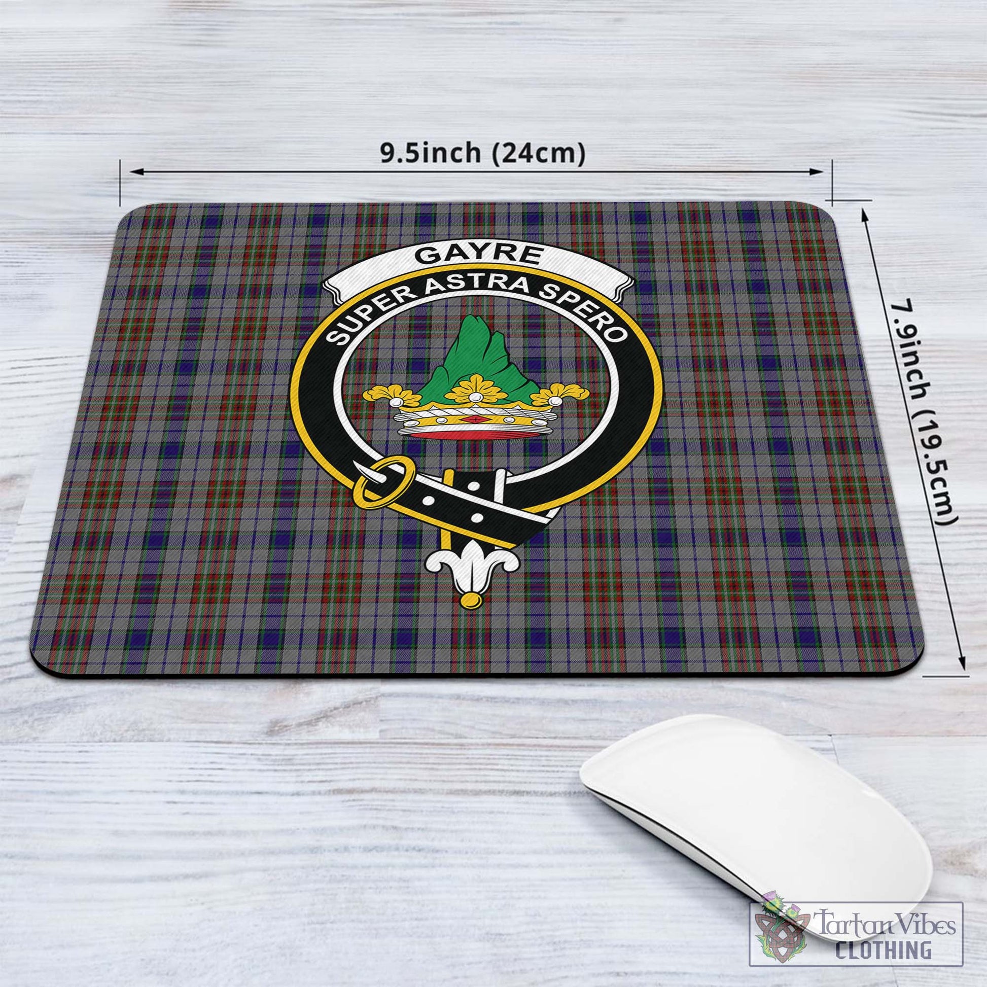 Tartan Vibes Clothing Gayre Hunting Tartan Mouse Pad with Family Crest