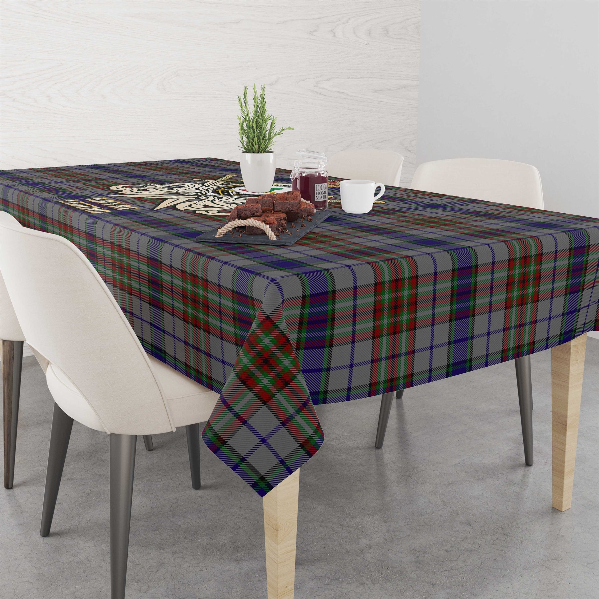 Tartan Vibes Clothing Gayre Hunting Tartan Tablecloth with Clan Crest and the Golden Sword of Courageous Legacy