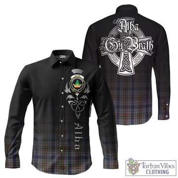 Gayre Hunting Tartan Long Sleeve Button Up Featuring Alba Gu Brath Family Crest Celtic Inspired