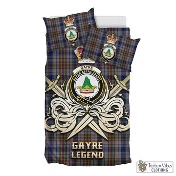 Gayre Hunting Tartan Bedding Set with Clan Crest and the Golden Sword of Courageous Legacy