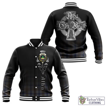 Gayre Hunting Tartan Baseball Jacket Featuring Alba Gu Brath Family Crest Celtic Inspired