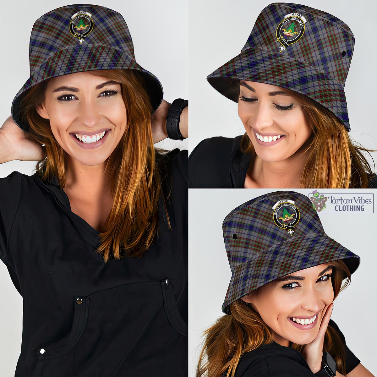 Tartan Vibes Clothing Gayre Hunting Tartan Bucket Hat with Family Crest