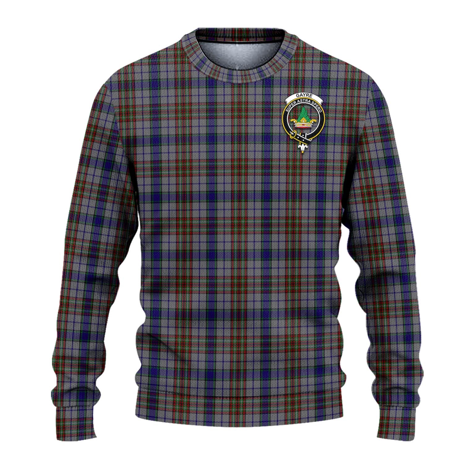 Gayre Hunting Tartan Knitted Sweater with Family Crest - Tartanvibesclothing