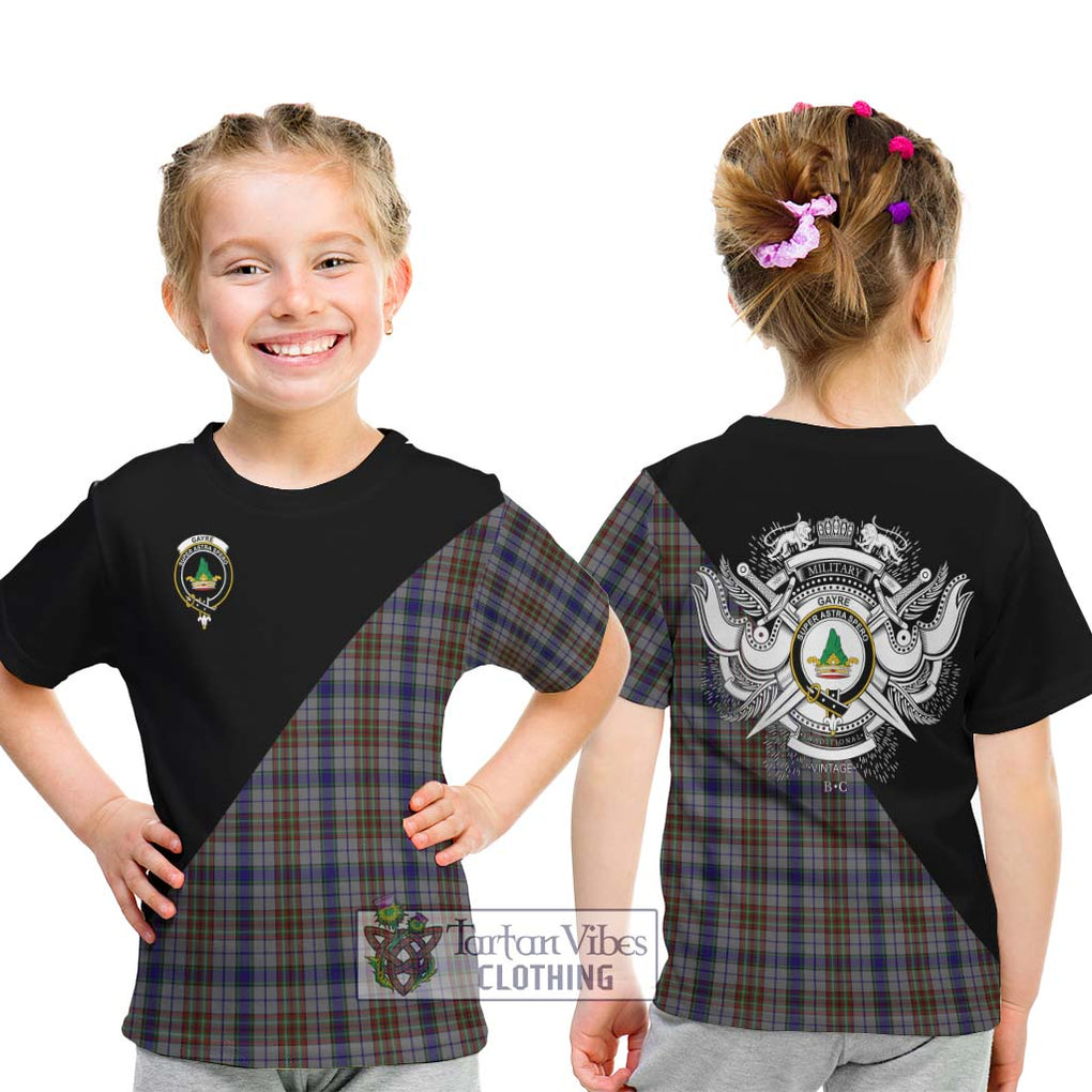 Gayre Hunting Tartan Kid T-Shirt with Family Crest and Military Logo Style - Tartanvibesclothing Shop