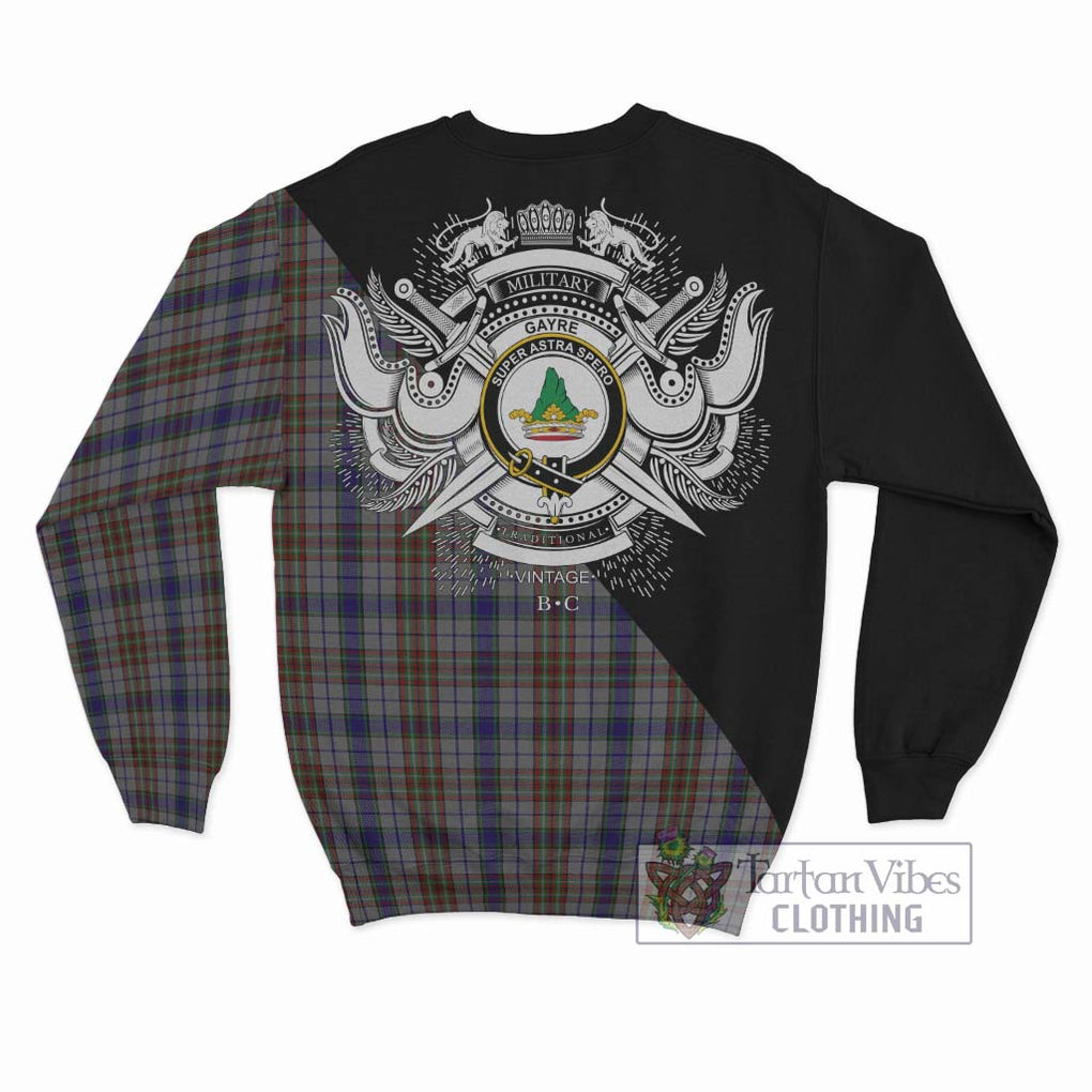 Gayre Hunting Tartan Sweatshirt with Family Crest and Military Logo Style - Tartanvibesclothing Shop