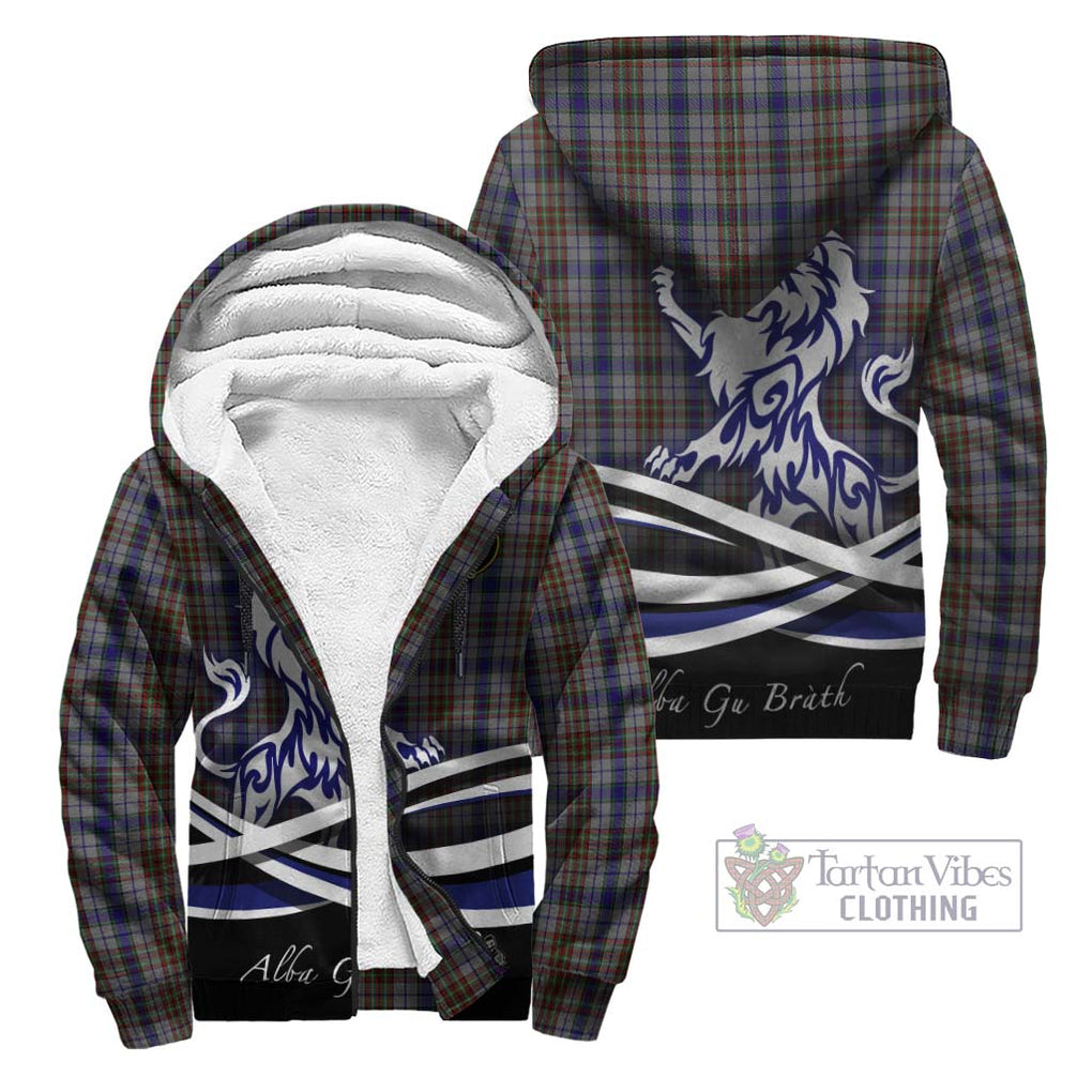 Gayre Hunting Tartan Sherpa Hoodie with Alba Gu Brath Regal Lion Emblem Unisex - Tartanvibesclothing Shop