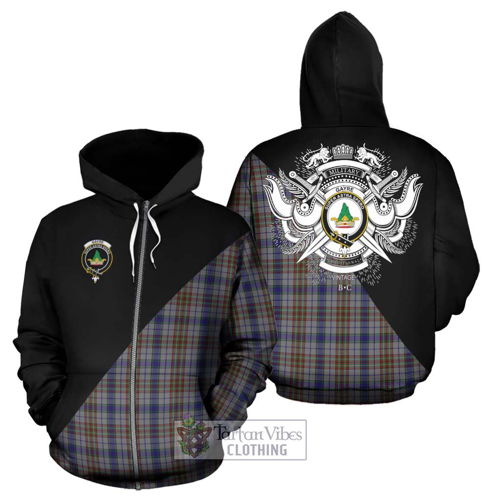 Gayre Hunting Tartan Hoodie with Family Crest and Military Logo Style - Tartanvibesclothing Shop