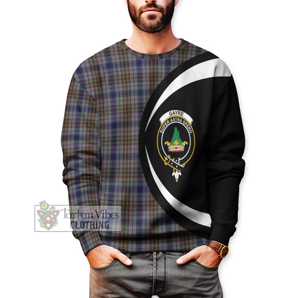 Gayre Hunting Tartan Sweatshirt with Family Crest Circle Style - Tartan Vibes Clothing