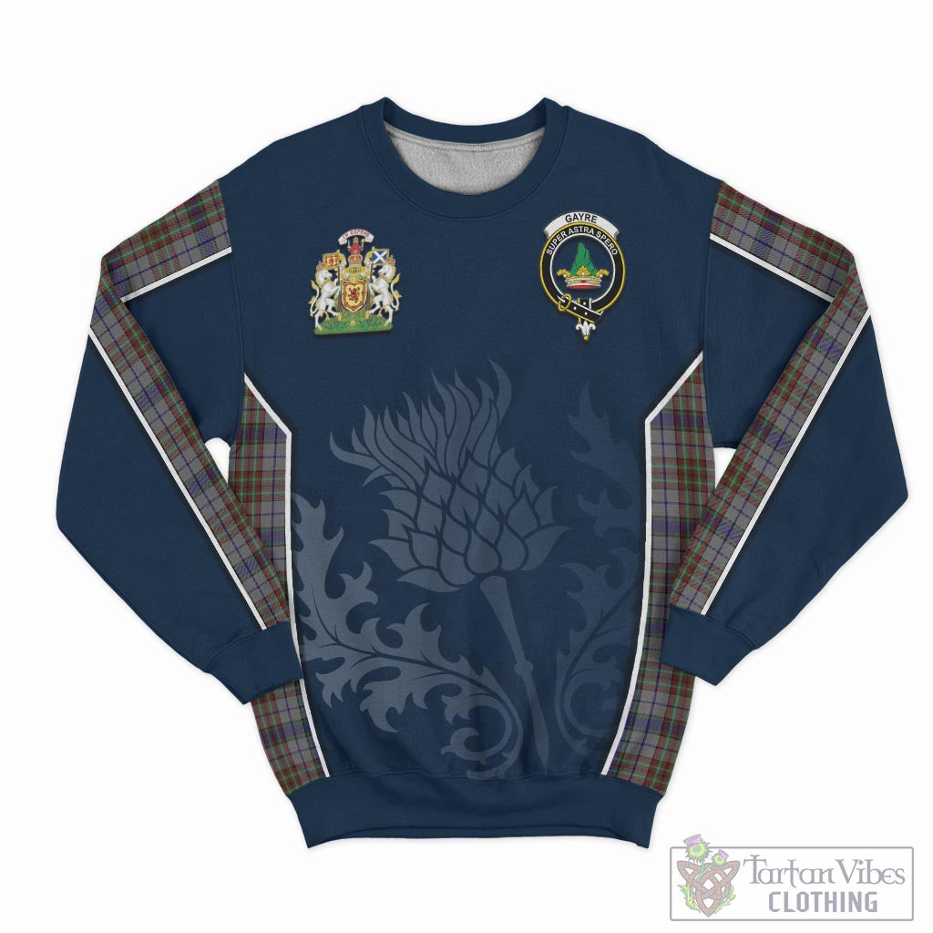 Tartan Vibes Clothing Gayre Hunting Tartan Sweatshirt with Family Crest and Scottish Thistle Vibes Sport Style