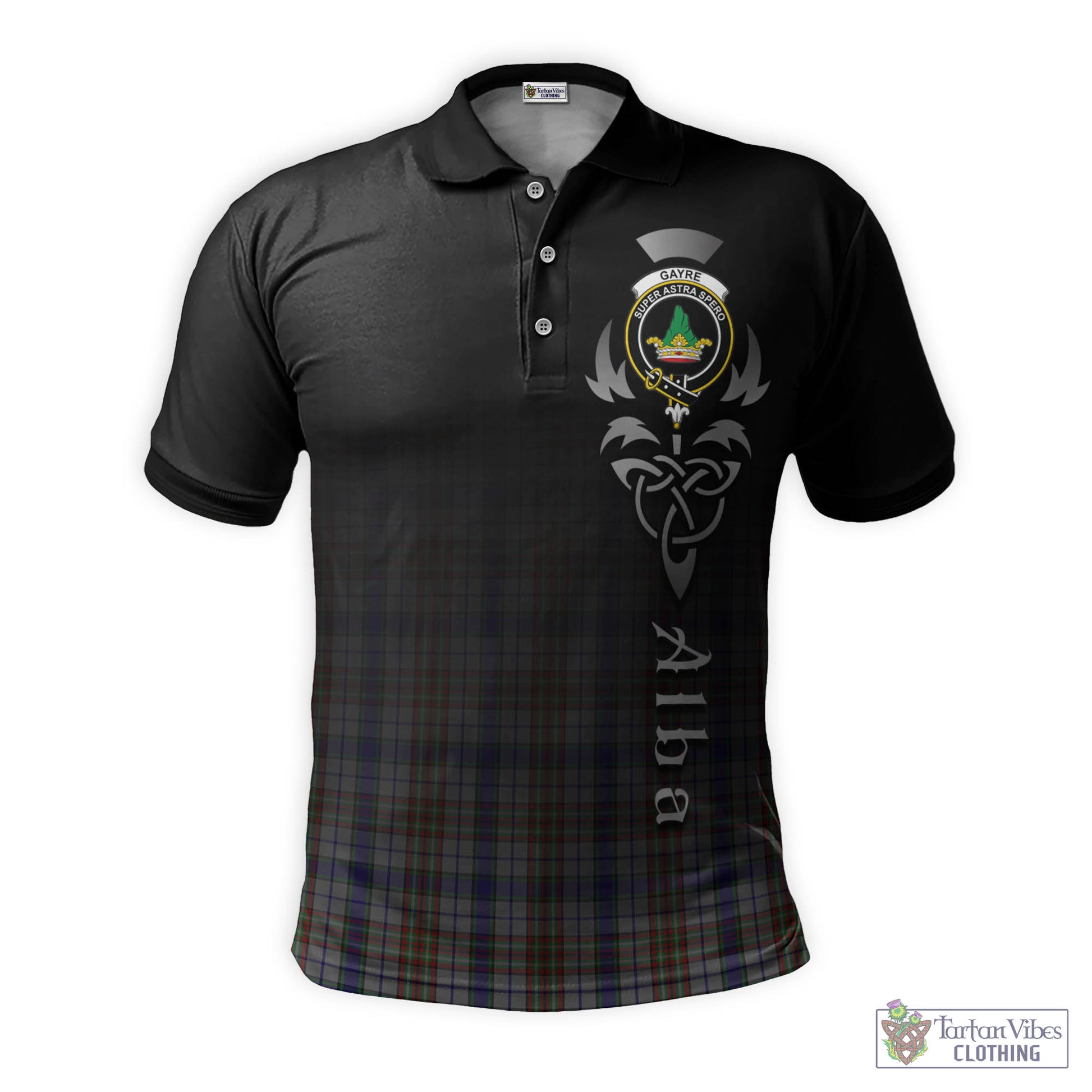 Tartan Vibes Clothing Gayre Hunting Tartan Polo Shirt Featuring Alba Gu Brath Family Crest Celtic Inspired