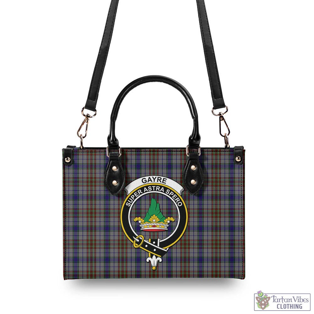 Tartan Vibes Clothing Gayre Hunting Tartan Luxury Leather Handbags with Family Crest