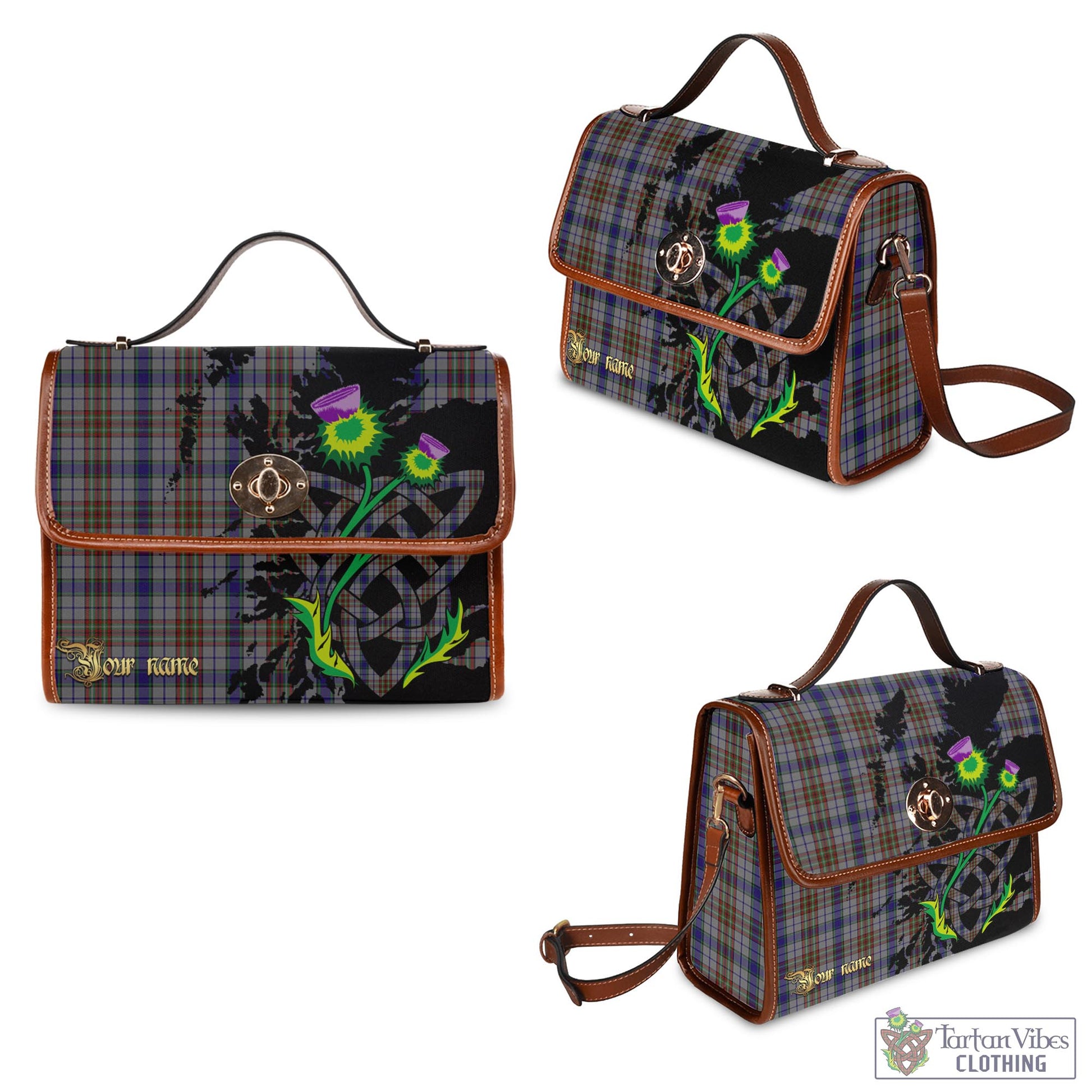 Tartan Vibes Clothing Gayre Hunting Tartan Waterproof Canvas Bag with Scotland Map and Thistle Celtic Accents