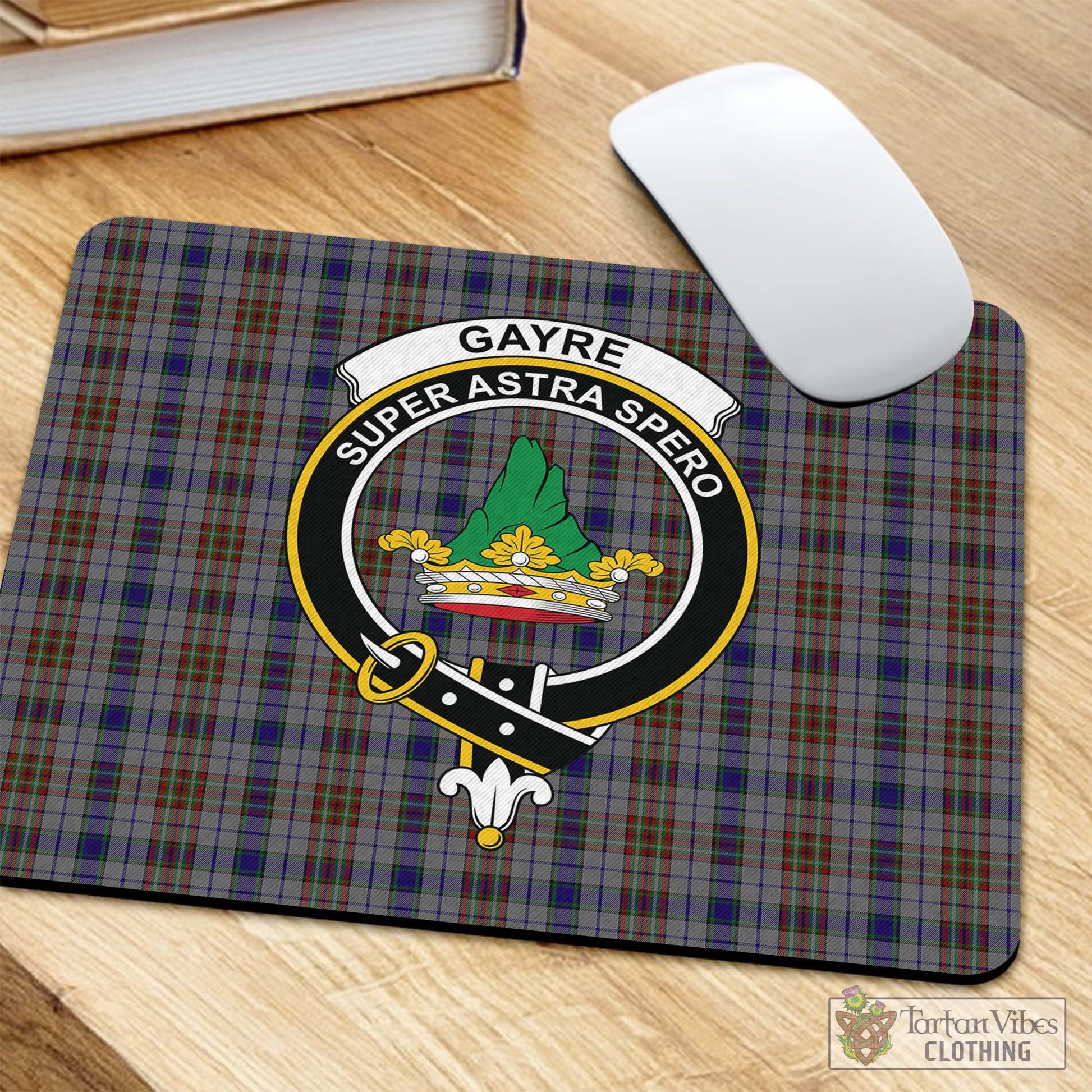 Tartan Vibes Clothing Gayre Hunting Tartan Mouse Pad with Family Crest