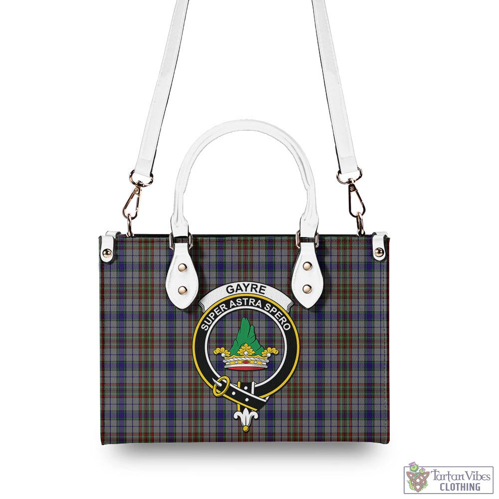 Tartan Vibes Clothing Gayre Hunting Tartan Luxury Leather Handbags with Family Crest