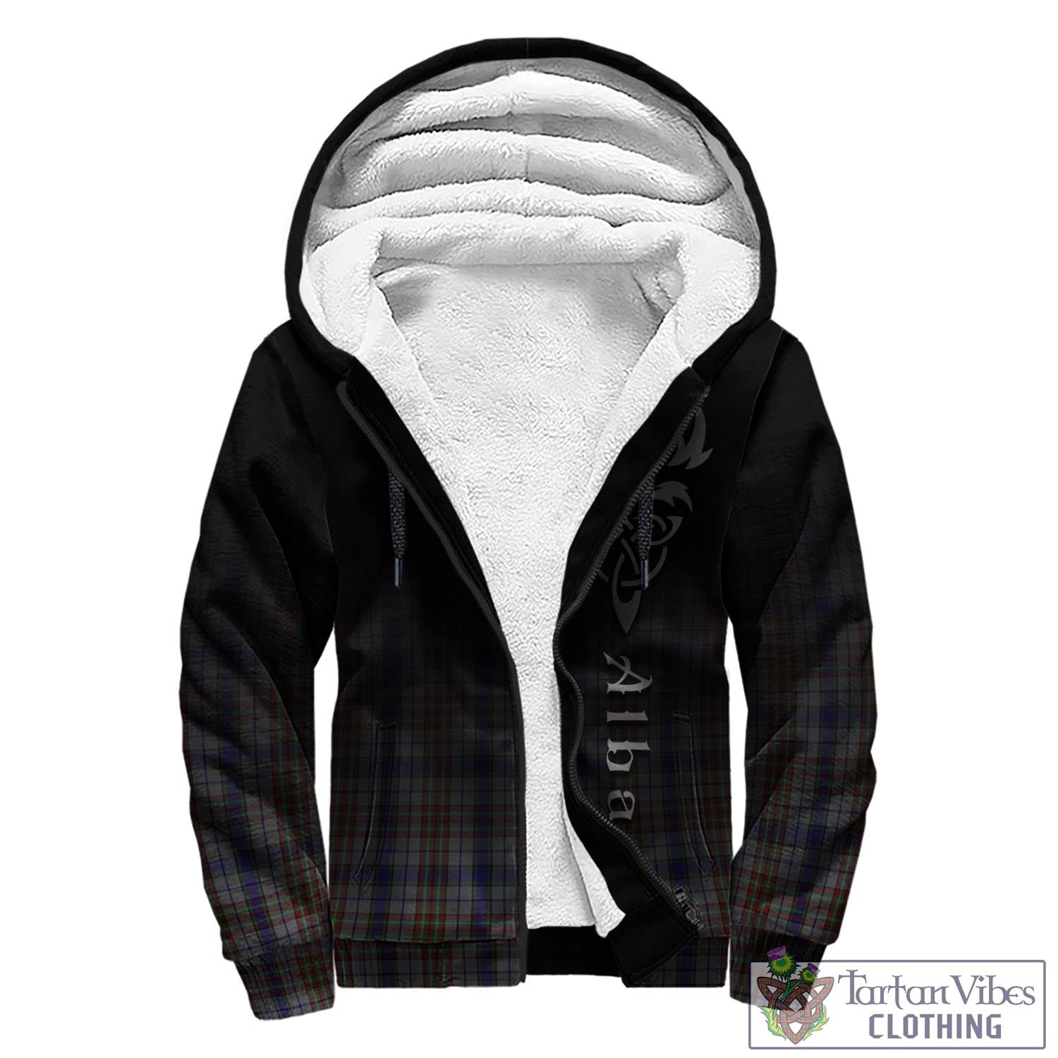 Tartan Vibes Clothing Gayre Hunting Tartan Sherpa Hoodie Featuring Alba Gu Brath Family Crest Celtic Inspired