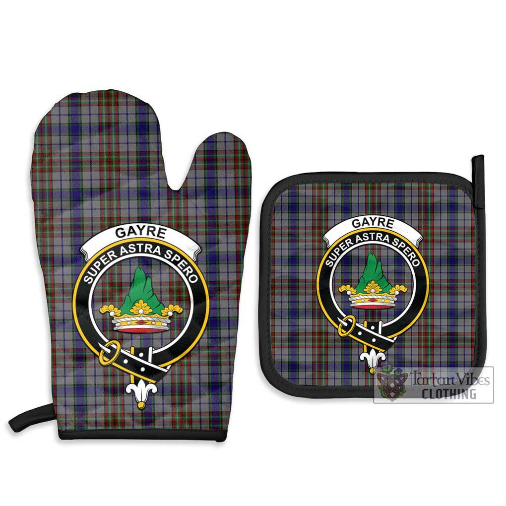 Gayre Hunting Tartan Combo Oven Mitt & Pot-Holder with Family Crest Combo 1 Oven Mitt & 2 Pot-Holder Black - Tartan Vibes Clothing