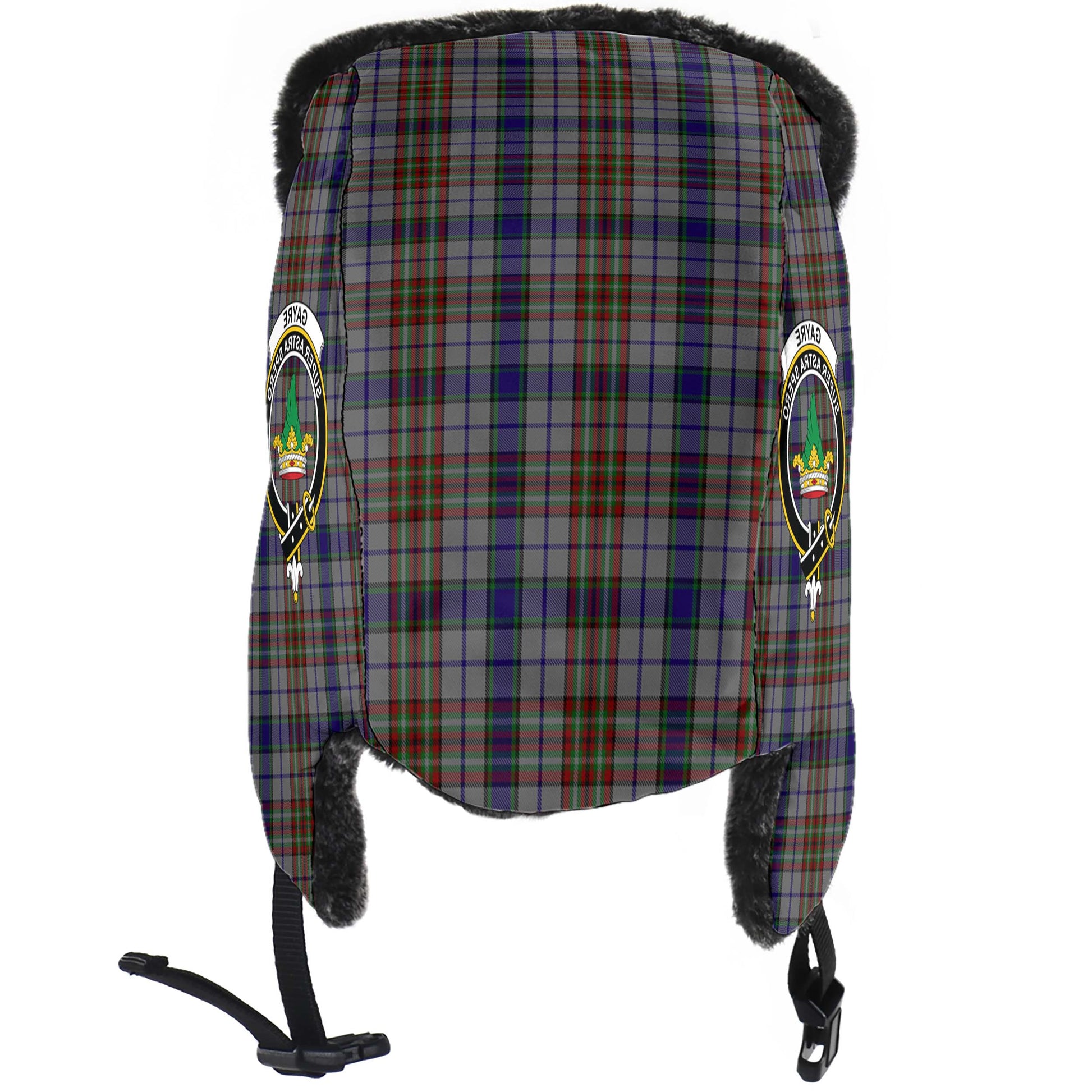 Gayre Hunting Tartan Winter Trapper Hat with Family Crest - Tartanvibesclothing