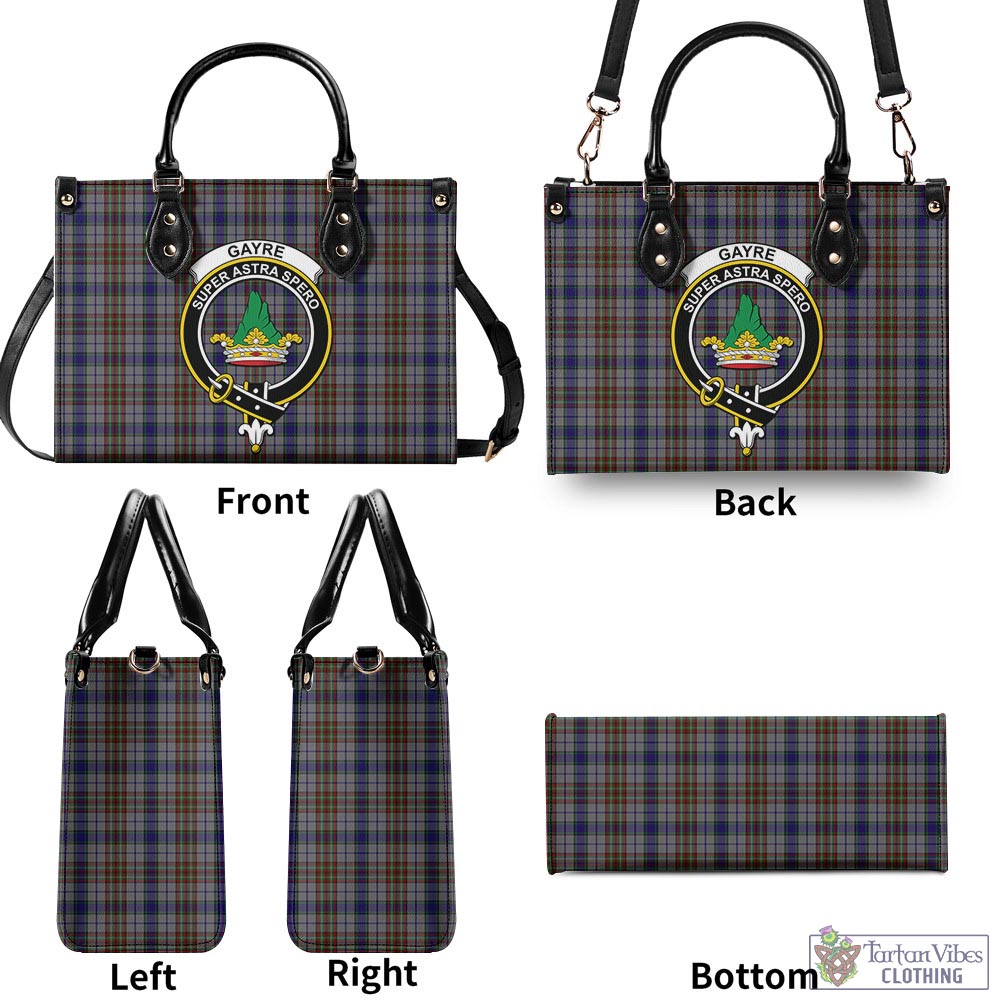 Tartan Vibes Clothing Gayre Hunting Tartan Luxury Leather Handbags with Family Crest