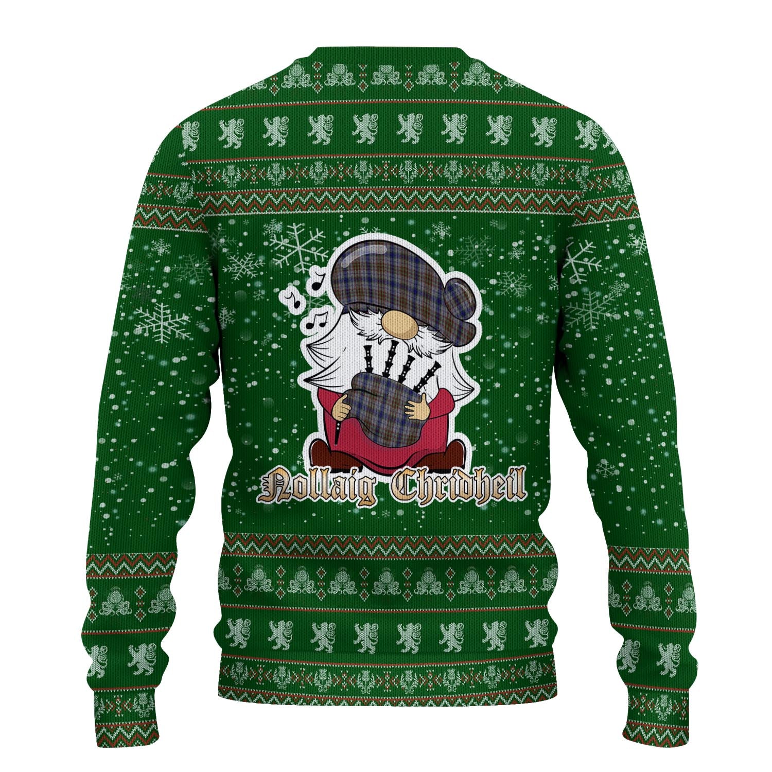 Gayre Hunting Clan Christmas Family Knitted Sweater with Funny Gnome Playing Bagpipes - Tartanvibesclothing