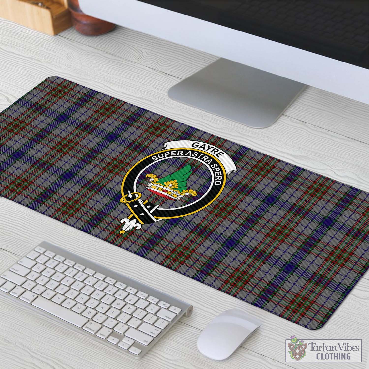 Tartan Vibes Clothing Gayre Hunting Tartan Mouse Pad with Family Crest