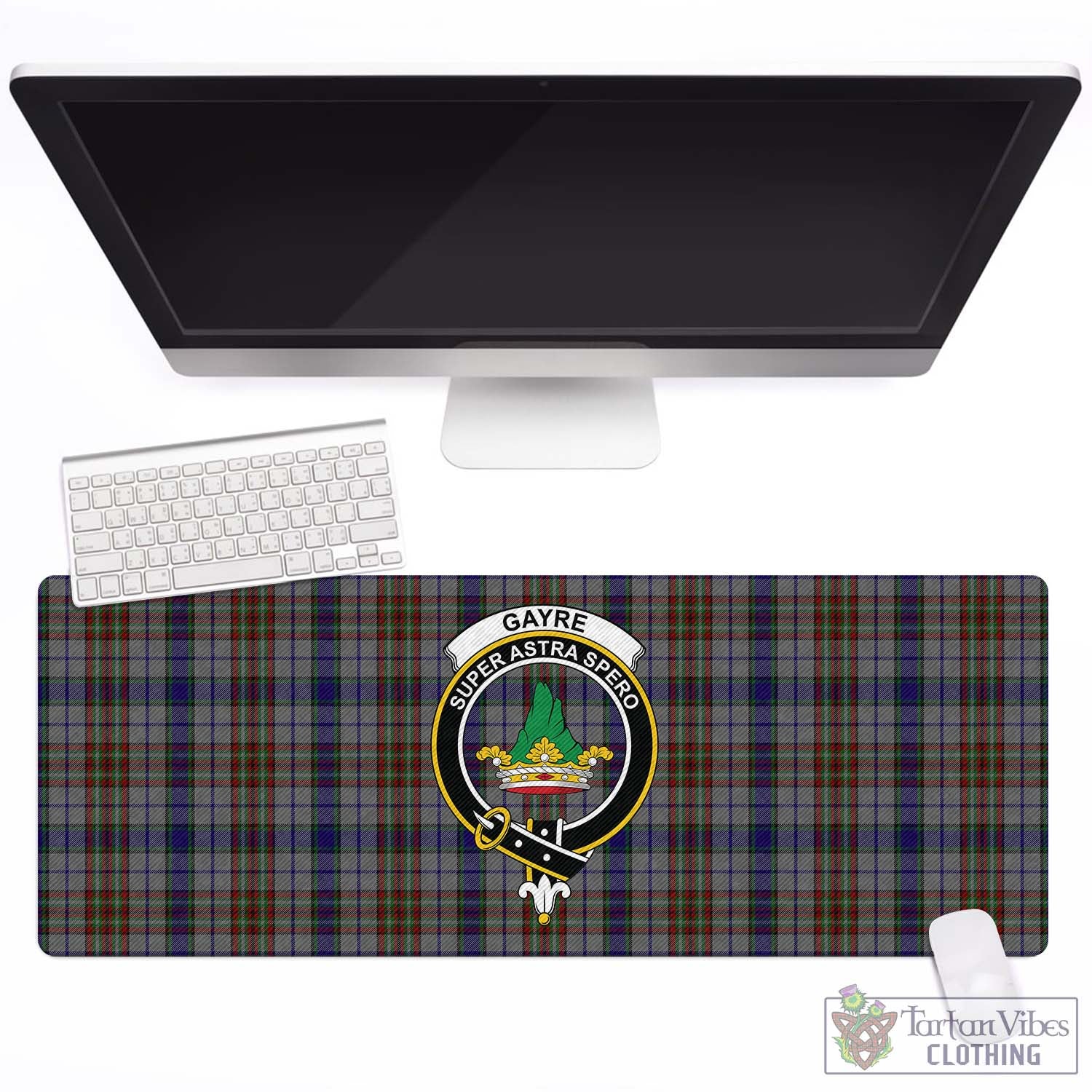 Tartan Vibes Clothing Gayre Hunting Tartan Mouse Pad with Family Crest